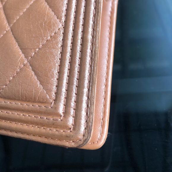 SOLD*** Chanel boy long folding wallet clutch. Metal Rose - Picture 7 of 14